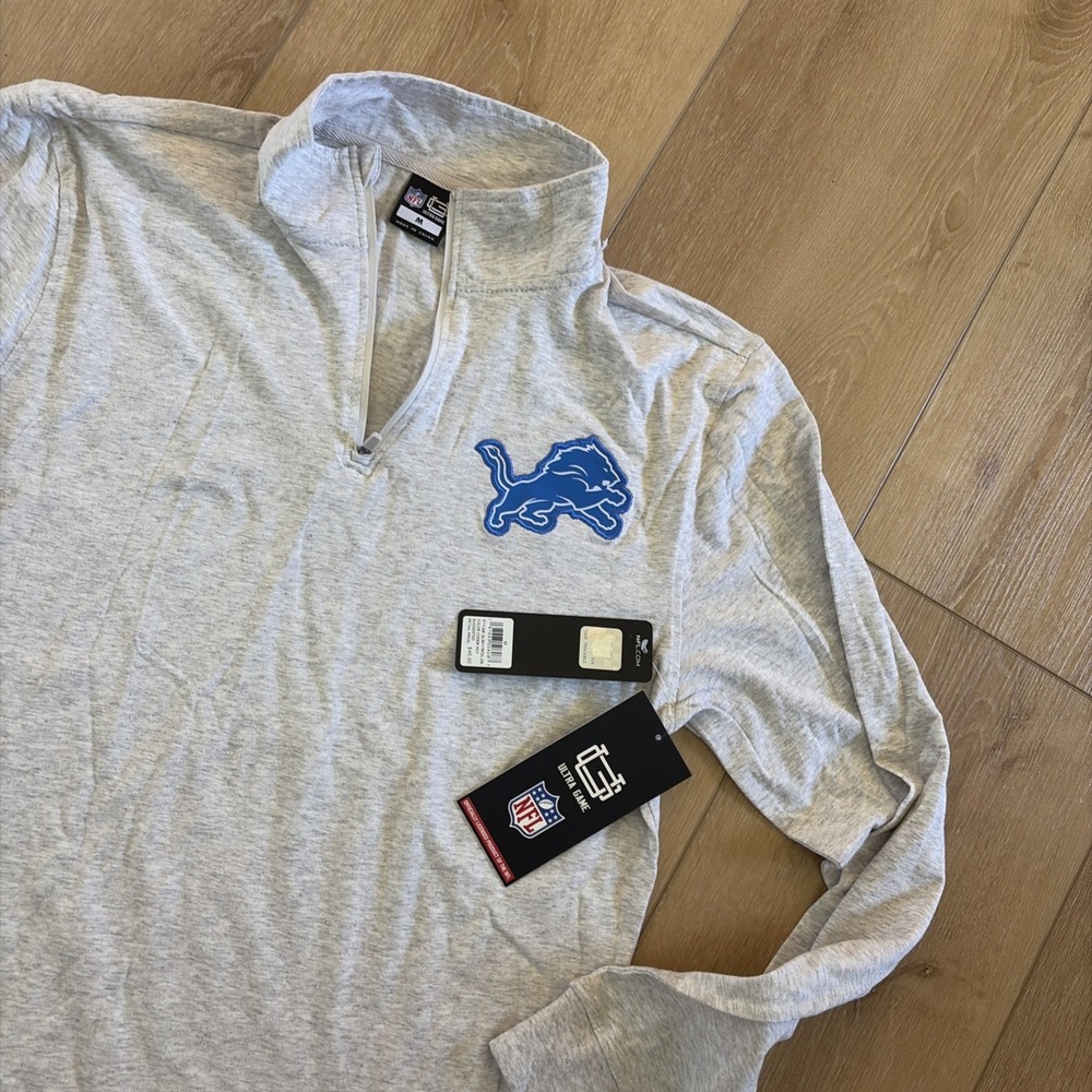 Detroit Lions Sweatshirt Mens Medium  NFL Football Ultra Game 1/4 Zip Pullover
